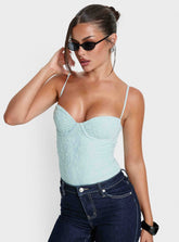 Alorah Textured Bodysuit Blue