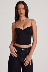 Modal Underwired Camisole Ruched Top in Black