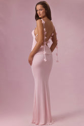 Jersey Draped Gown in Baby Pink