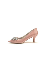 Black Elegant Low-Heel Shoes with Crystal Embellishment