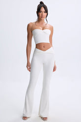 Modal Twist-Front Flared Trousers in White