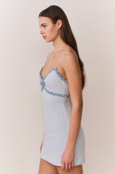 Novara Denim-Trimmed Tweed Mini Dress