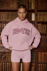 Embroidered Oversized Hoodie in Powder Pink