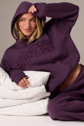 Embroidered Oversized Hoodie in Plum