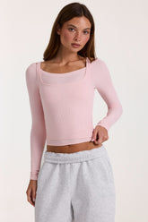 Modal Layered Top in Blush Marl