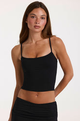 Modal Cropped Tank Top in Black