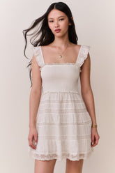 Colbera Lace-Trimmed Cotton Mini Dress