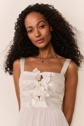 Lovelace Banded Bow Sheer Maxi Dress
