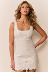 Fable Linen-Cotton Eyelet Mini Dress