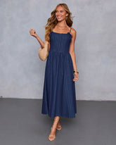 Good On You Denim Bustier Midi Dress