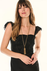 Karmine Lace Ruffled Sleeve Slip Dress