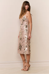 Kayleen Sequin Paillette Midi Dress