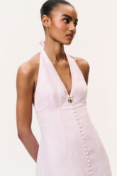 Lovis Linen Halter Maxi Dress - POTPOURRI PINK