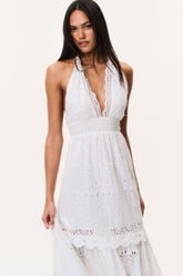 Trix Eyelet Halter Maxi Dress