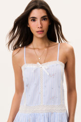 Vionett Cotton Floral Stripe Mini Dress
