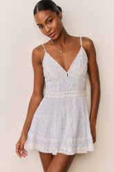 Zirelle Floral Cotton Lace-Trimmed Mini Dress