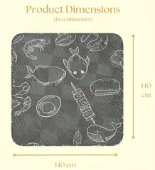 140 × 140 cm Baby Fish Print Picnic Mat Size Guide
