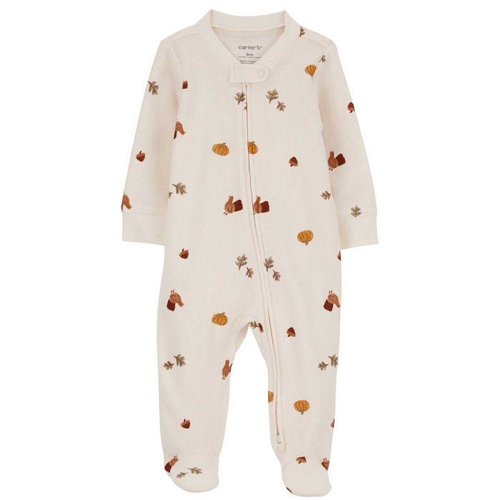 Carter's Baby One-Piece Thanksgiving Fall-Print Thermal Sleep and Play Footed Pajamas - Ivory