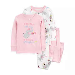 Carter's Toddler Girls Painter Elephant 100% Snug-Fit Cotton Pajamas, 4 Piece Set