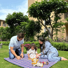 Waterproof check print picnic mat for indoor and outdoor family use