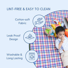 Tear-resistant and lint-free Happy Matty check print picnic mat