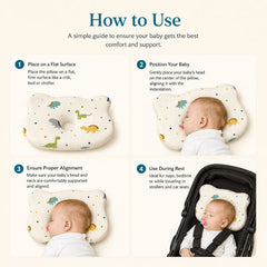 Baby Resting Comfortably on Happy Matty Dinosaur Print Cloud Head Pillow