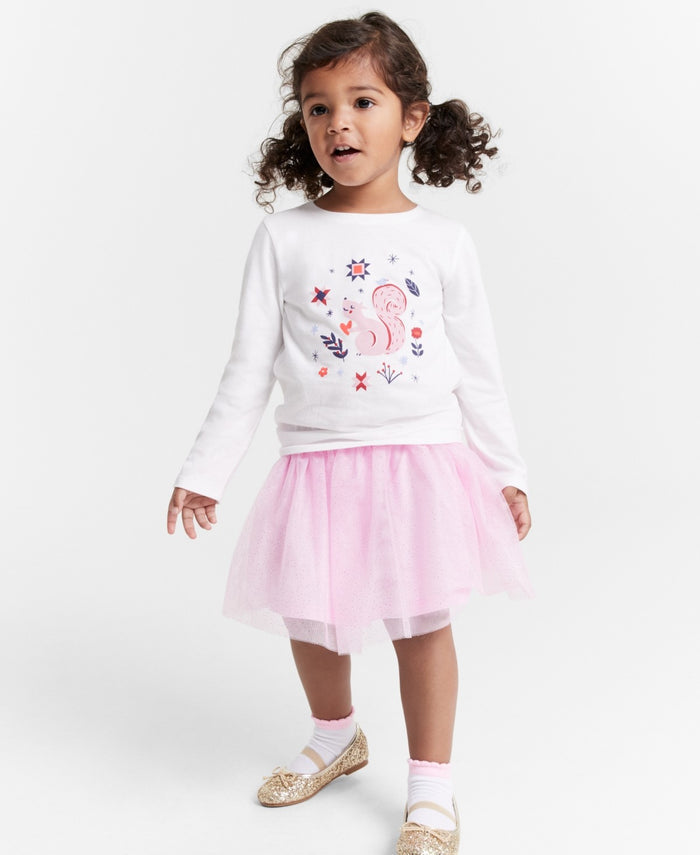 Epic Threads Toddler Girls Long-Sleeve Scandi Squirrel Graphic T-Shirt
