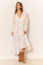 Esilda Heritage Cotton Midi Dress - TRUE WHITE