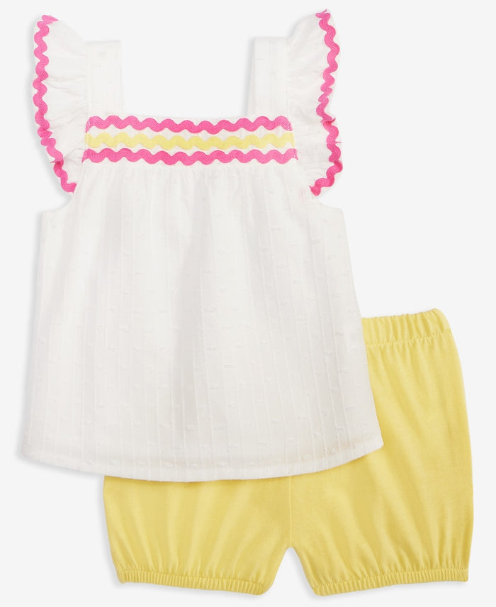 First Impressions Baby Girls Cotton Clip-Dot Top & Bloomer Shorts, 2 Piece Set
