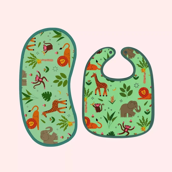 Happy Matty Jungle Print Bib & Burp Sheet Large