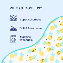 Happy Matty Pineapple Print Burp Sheet – Soft, Lightweight, Leak-Proof and Machine Washable