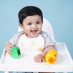 Happy Matty Polka Dot Baby Bib with Soft Absorbent Fabric and Waterproof TPU Layer