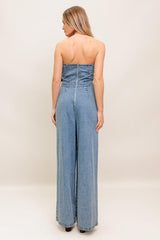 Heal The Land Multi-Belt Denim Wide-Leg Jumpsuit