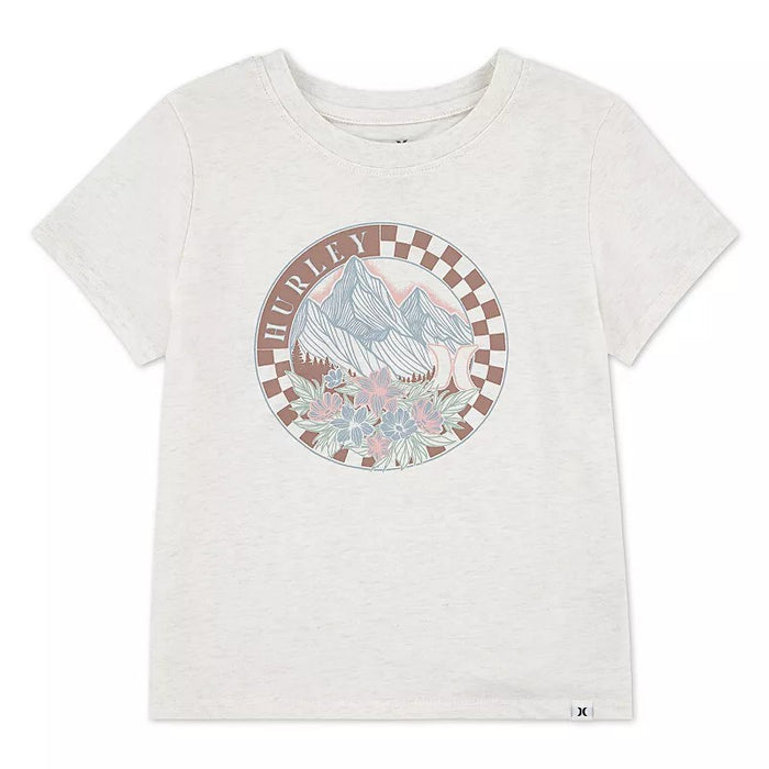 Hurley Girl's Floral Mountain Range Short Sleeve Graphic Baby Tee