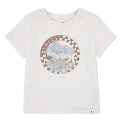 Hurley Girl's Floral Mountain Range Short Sleeve Graphic Baby Tee