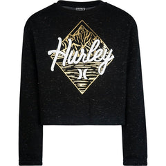 Hurley Girls' Lurex Fleece Crew Sweatshirt Black