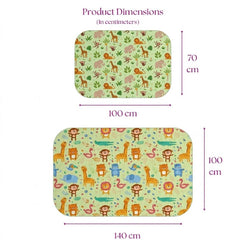 Size chart — Medium 70x100 cm and Large 100x140 cm baby crib sheet