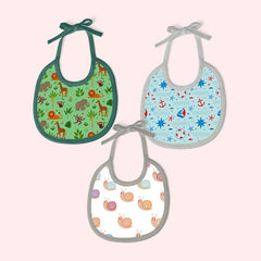 Jungle Print, Nautical Print & Snail Bibs Medium (Pack of 3)