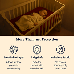 Maroon Waterproof Crib Mattress Protector Sheet