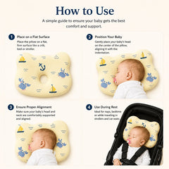 Baby Resting Comfortably on Happy Matty Nautical Print Cloud Head Pillow