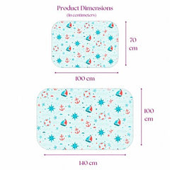 Size chart — Medium 70x100 cm and Large 100x140 cm baby crib sheet