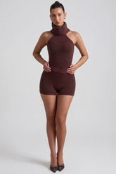 Ribbed-Knit Shorts in Espresso