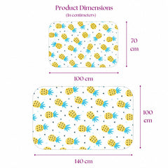 Size chart — Medium 70x100 cm and Large 100x140 cm baby crib sheet