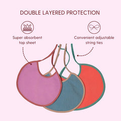 Pink + Rust + Peach - Absorbent Bibs (Pack of 3) | Medium