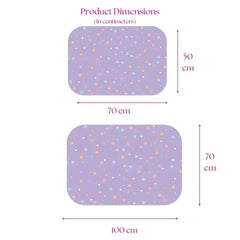 Size chart — Medium 50x70 cm and Large 70x100 cm baby dry sheet
