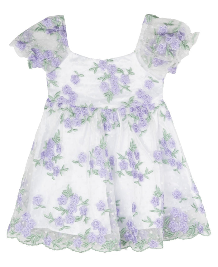 Rare Editions Baby Girls Floral Embroidered Mesh Social Dress