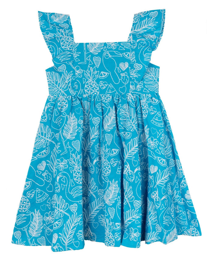Rare Editions Toddler Girls Embroidered Tropic Print Dress