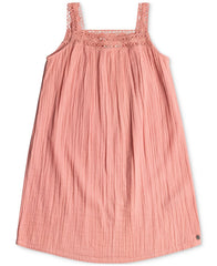 Roxy Big Girls Bright Memories Crochet-Trim Dress - Mauve Glow