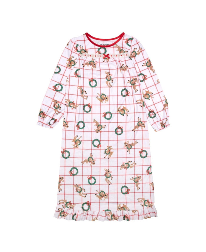 Rudolph Girls' Holiday Sibling Sleep Granny Gown