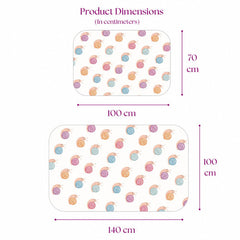 Size chart — Medium 70x100 cm and Large 100x140 cm baby crib sheet